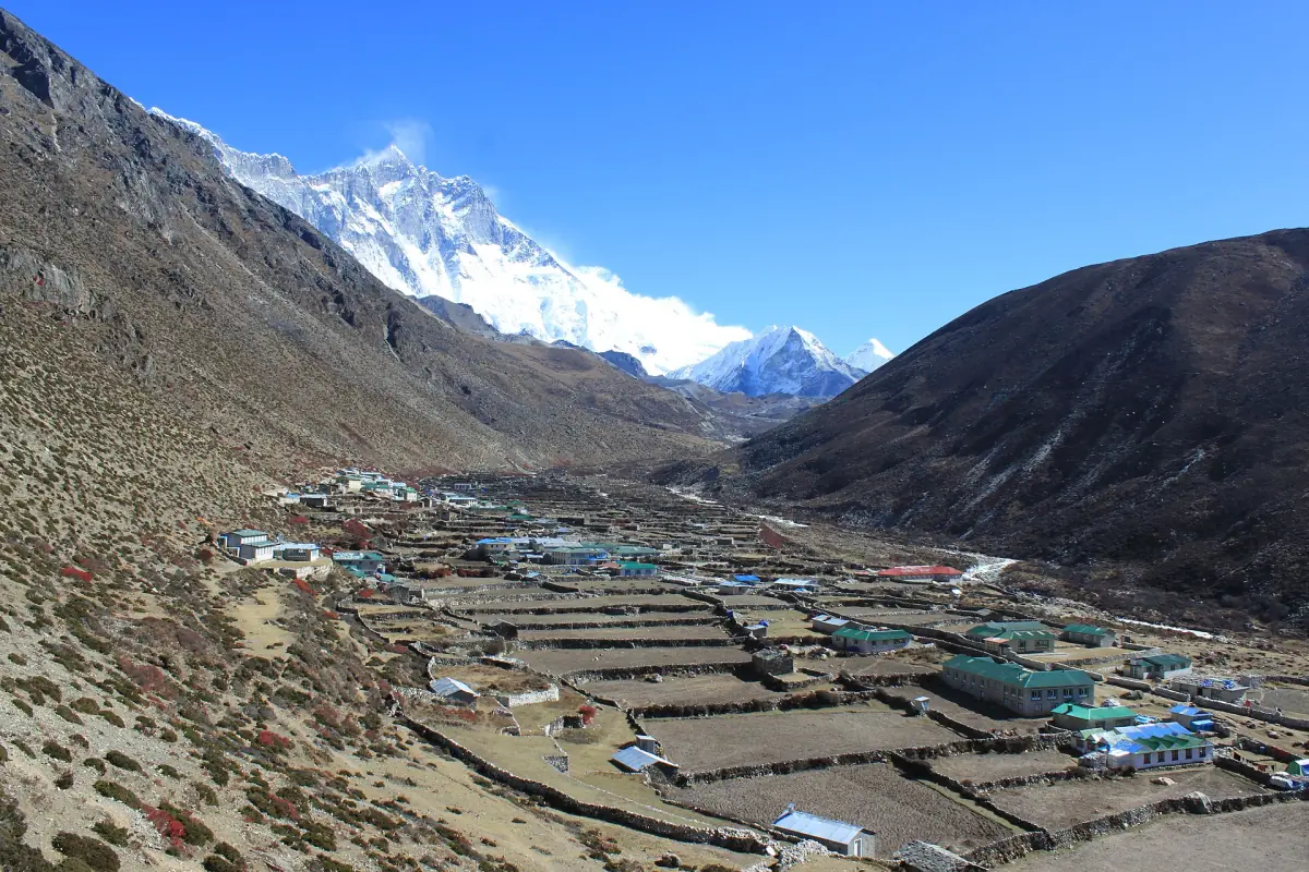 Dingboche with Lhotse behind