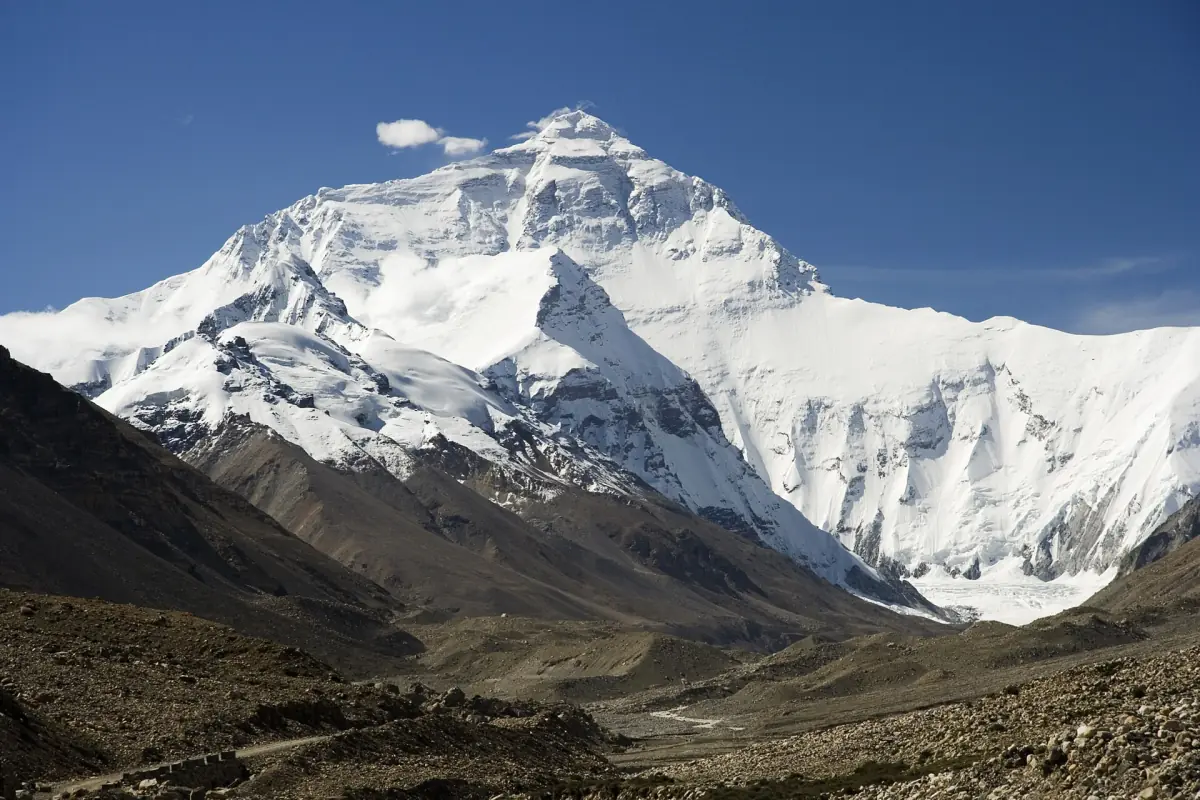 The north face of Everest from the Tibet side